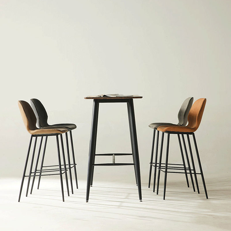 Contemporary PU Leather Bar Stool Low Back Upholstered Bar Stool
