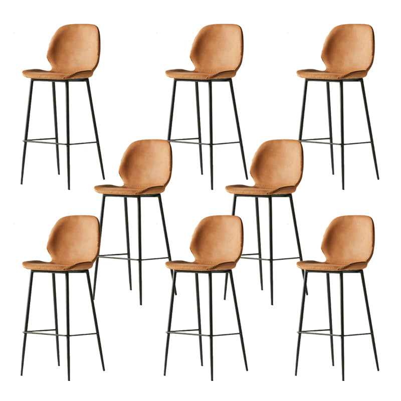 Contemporary PU Leather Bar Stool Low Back Upholstered Bar Stool
