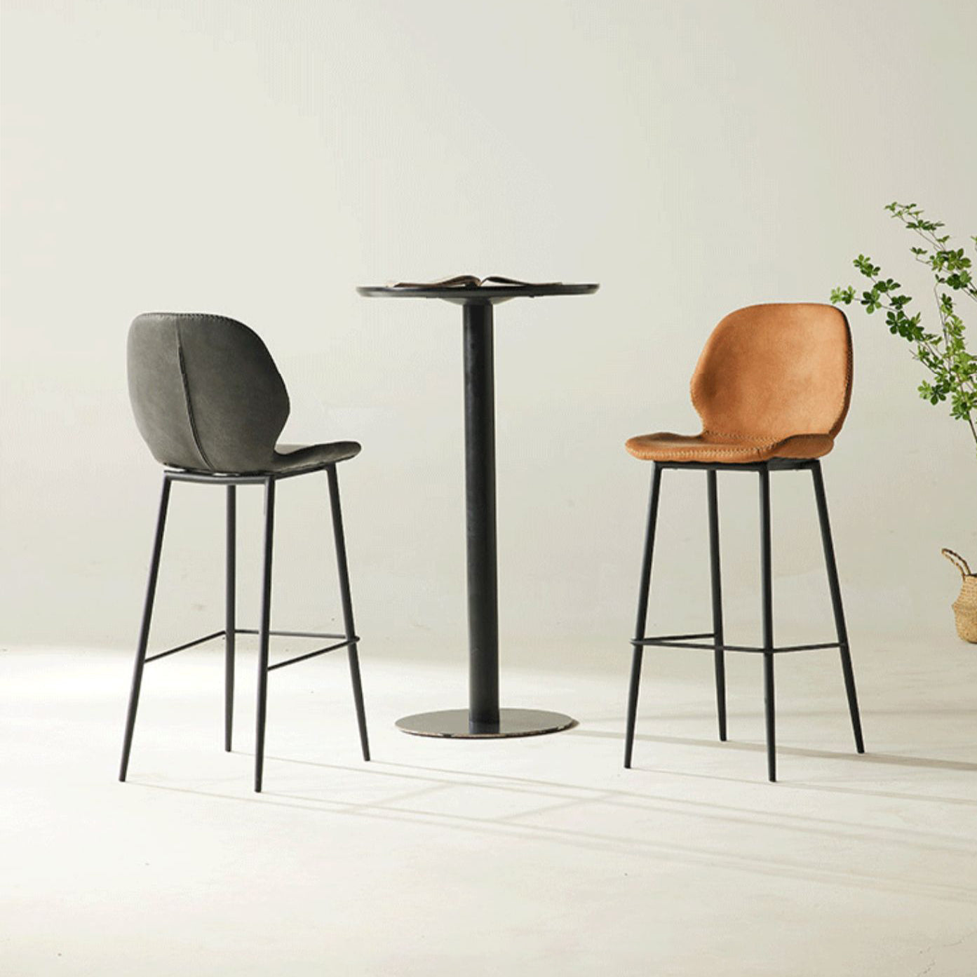 Contemporary PU Leather Bar Stool Low Back Upholstered Bar Stool