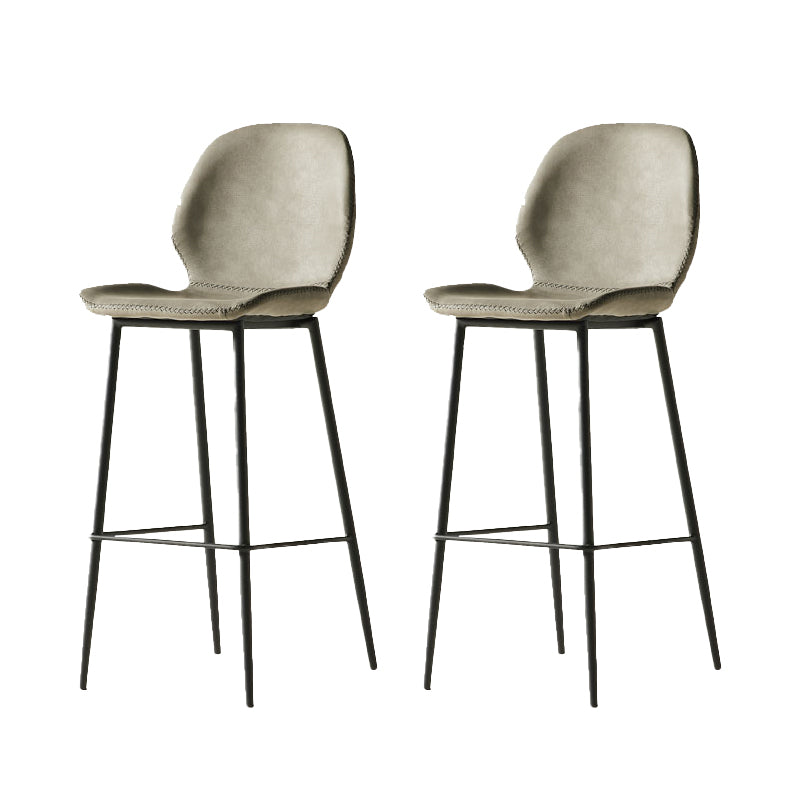 Contemporary PU Leather Bar Stool Low Back Upholstered Bar Stool