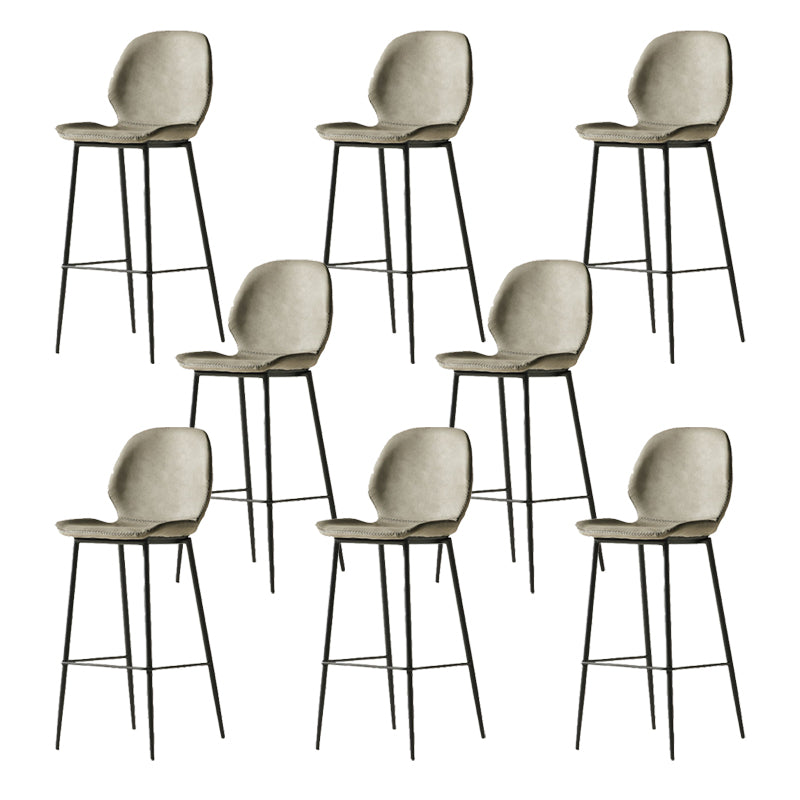 Contemporary PU Leather Bar Stool Low Back Upholstered Bar Stool