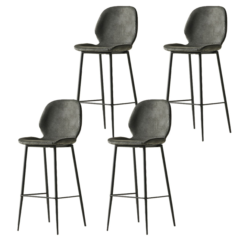 Contemporary PU Leather Bar Stool Low Back Upholstered Bar Stool