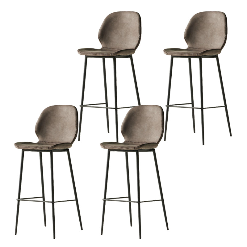 Contemporary PU Leather Bar Stool Low Back Upholstered Bar Stool