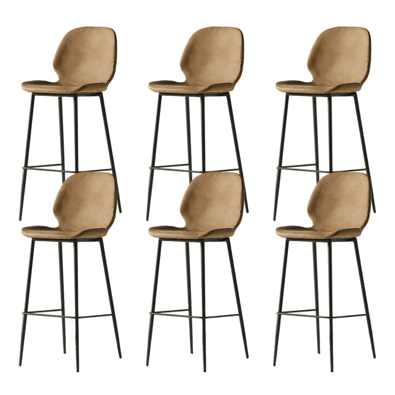 Contemporary PU Leather Bar Stool Low Back Upholstered Bar Stool