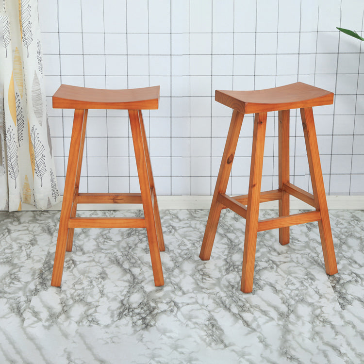 Industrial Solid Wood Bar Stool Backless Counter Stool for Outdoor