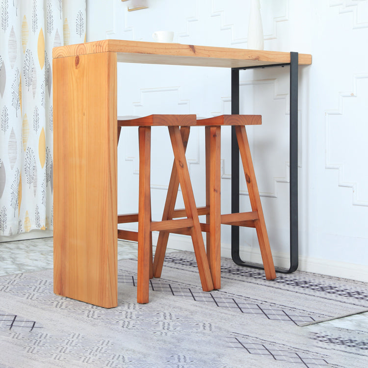 Industrial Solid Wood Bar Stool Backless Counter Stool for Outdoor