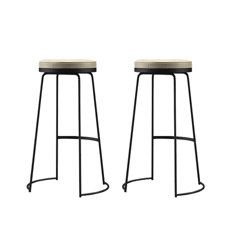 Glam Leather Bar Stool Backless Counter Stool for Bristol with Metal Legs