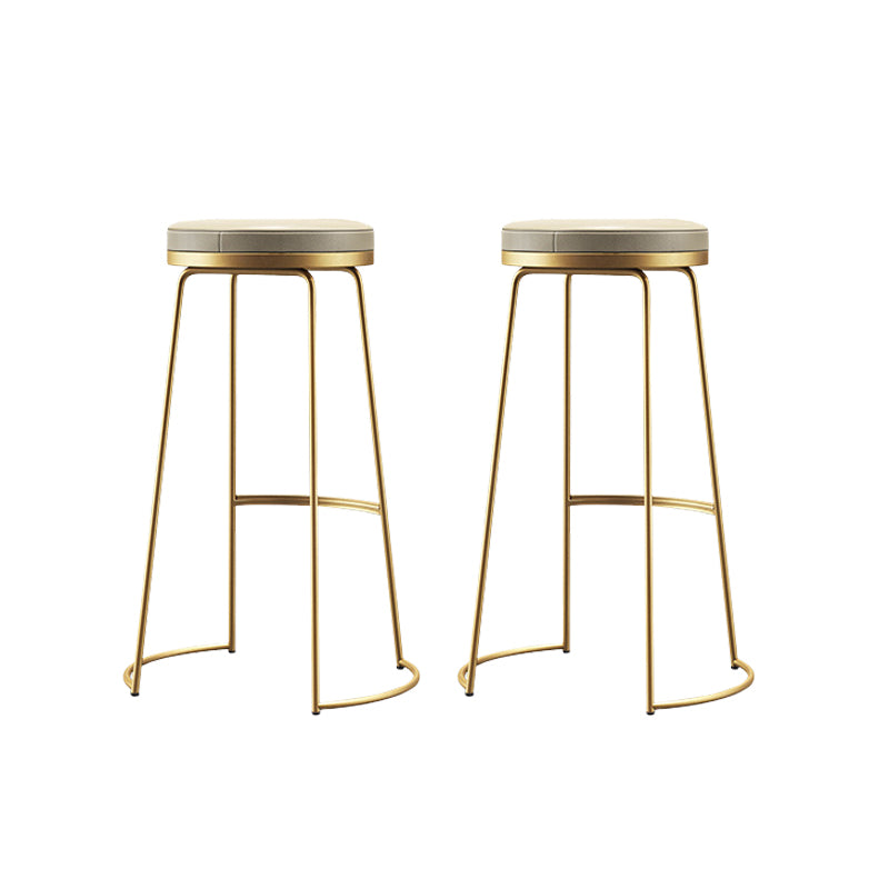 Glam Leather Bar Stool Backless Counter Stool for Bristol with Metal Legs