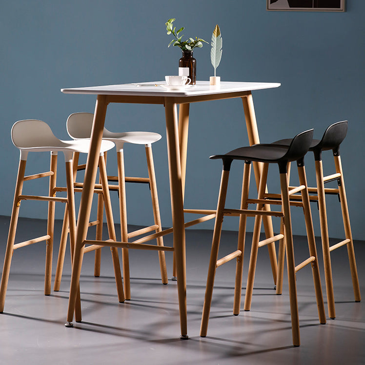 Scandinavian Solid Wood Legs Bar Stool Armless Plastic Bar Stool for Living Room