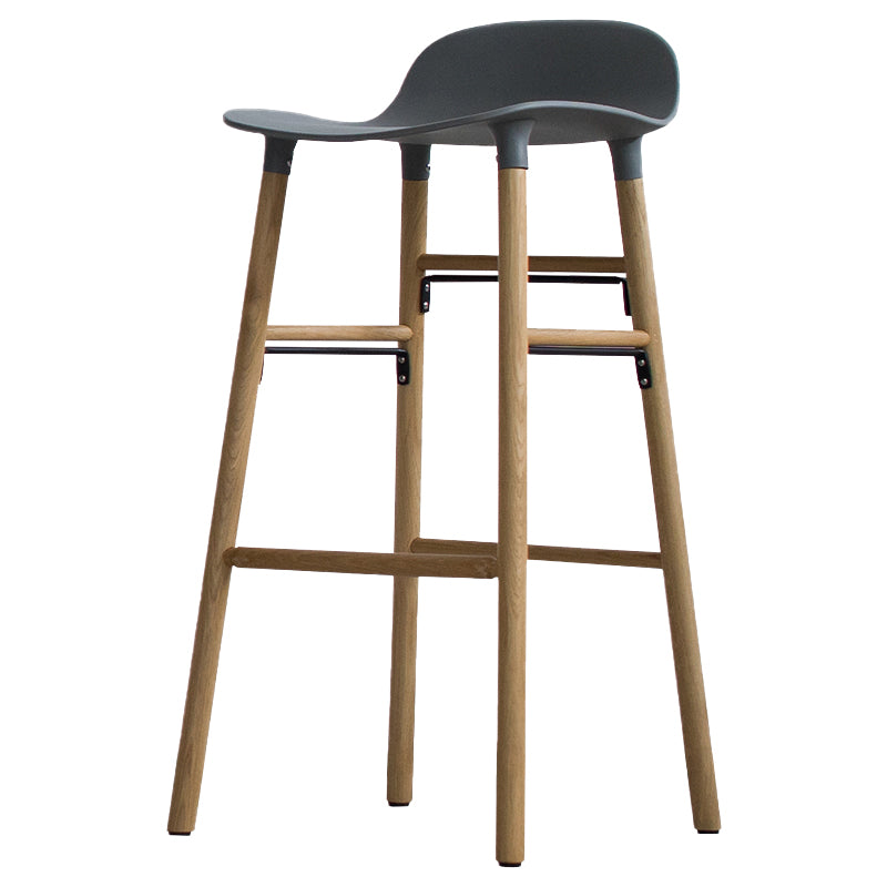 Scandinavian Solid Wood Legs Bar Stool Armless Plastic Bar Stool for Living Room