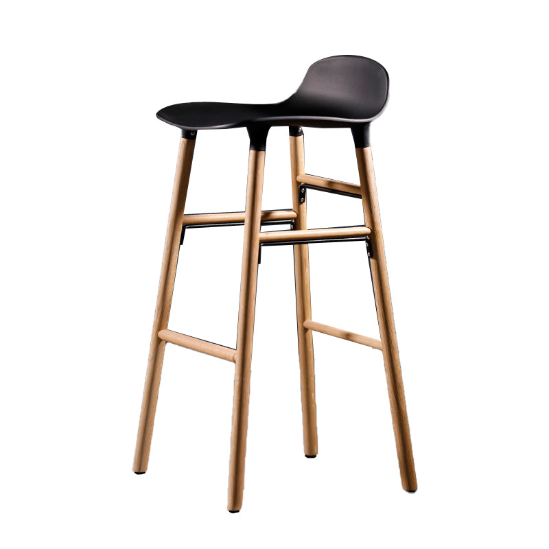 Scandinavian Solid Wood Legs Bar Stool Armless Plastic Bar Stool for Living Room