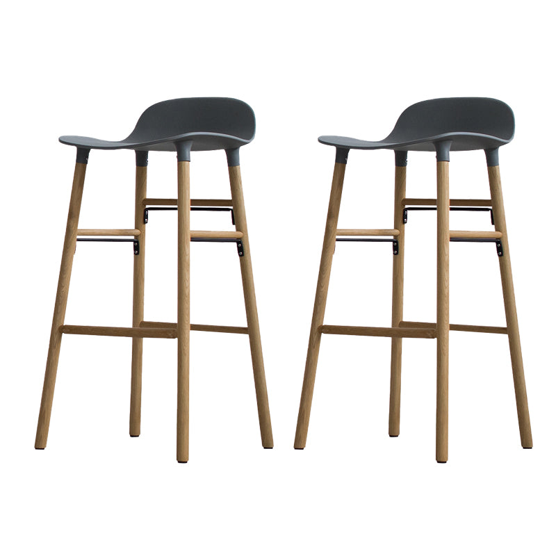 Scandinavian Solid Wood Legs Bar Stool Armless Plastic Bar Stool for Living Room