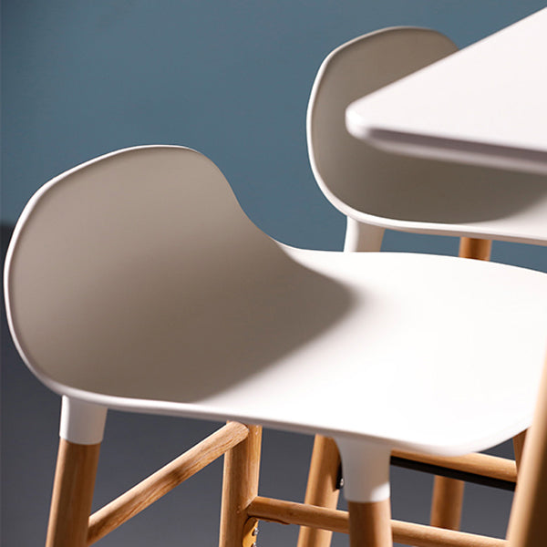 Scandinavian Solid Wood Legs Bar Stool Armless Plastic Bar Stool for Living Room