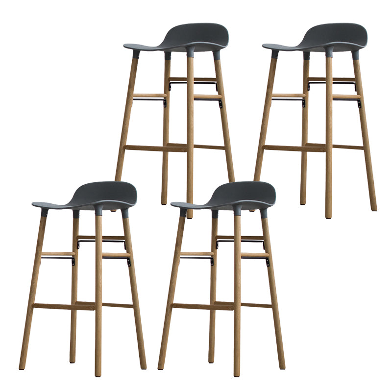 Scandinavian Solid Wood Legs Bar Stool Armless Plastic Bar Stool for Living Room