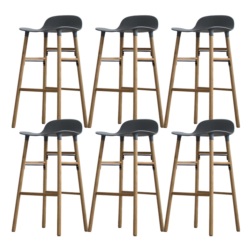 Scandinavian Solid Wood Legs Bar Stool Armless Plastic Bar Stool for Living Room