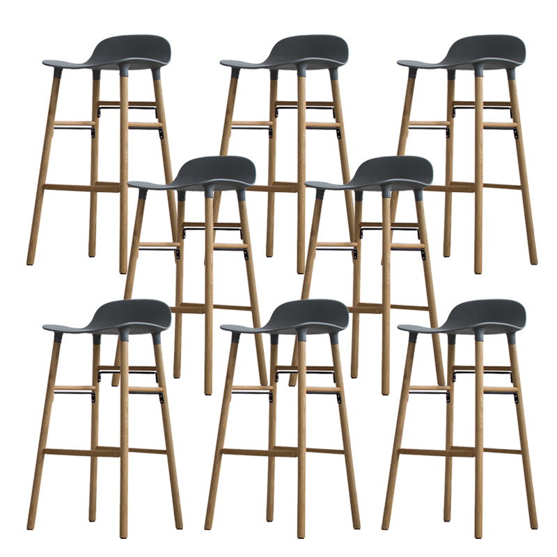 Scandinavian Solid Wood Legs Bar Stool Armless Plastic Bar Stool for Living Room
