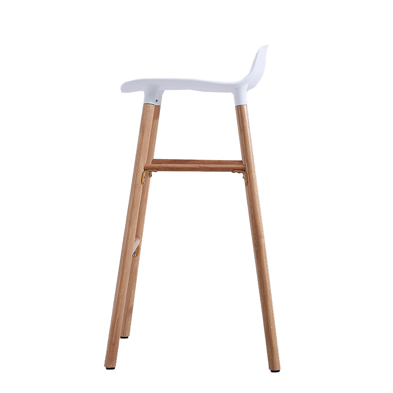 Scandinavian Solid Wood Legs Bar Stool Armless Plastic Bar Stool for Living Room