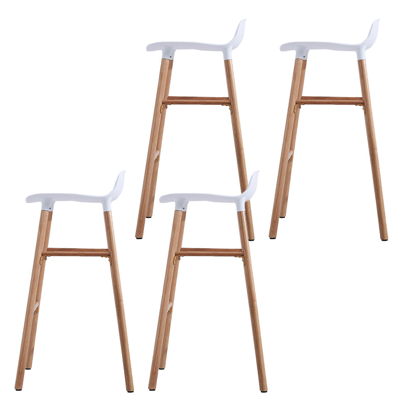 Scandinavian Solid Wood Legs Bar Stool Armless Plastic Bar Stool for Living Room