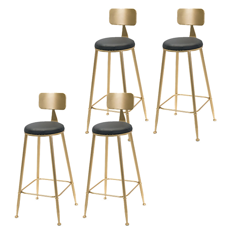 Leather Bar Stool Glam Armless Counter Stool for Living Room