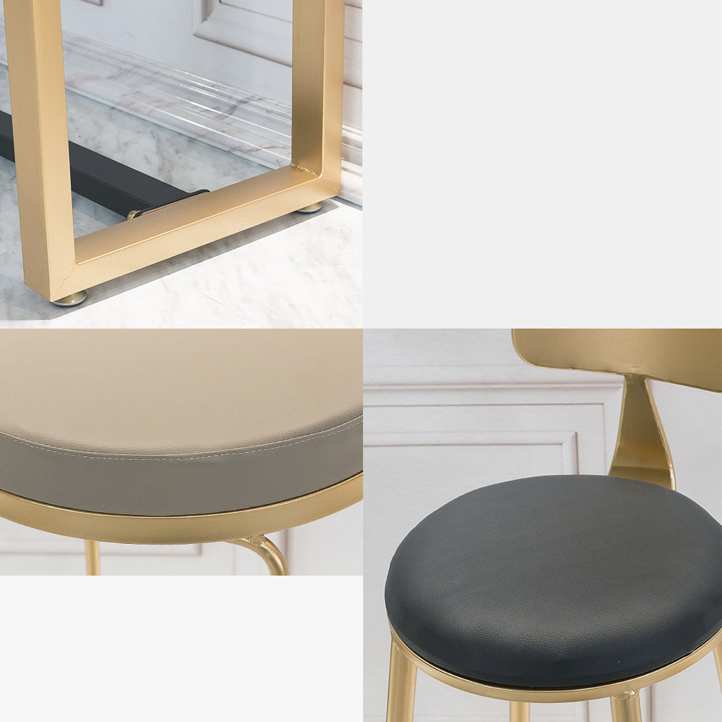 Leather Bar Stool Glam Armless Counter Stool for Living Room