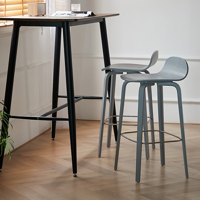 Indoor Armless Low Back Bar Height Stool Beech Solid Wood Bar Stool