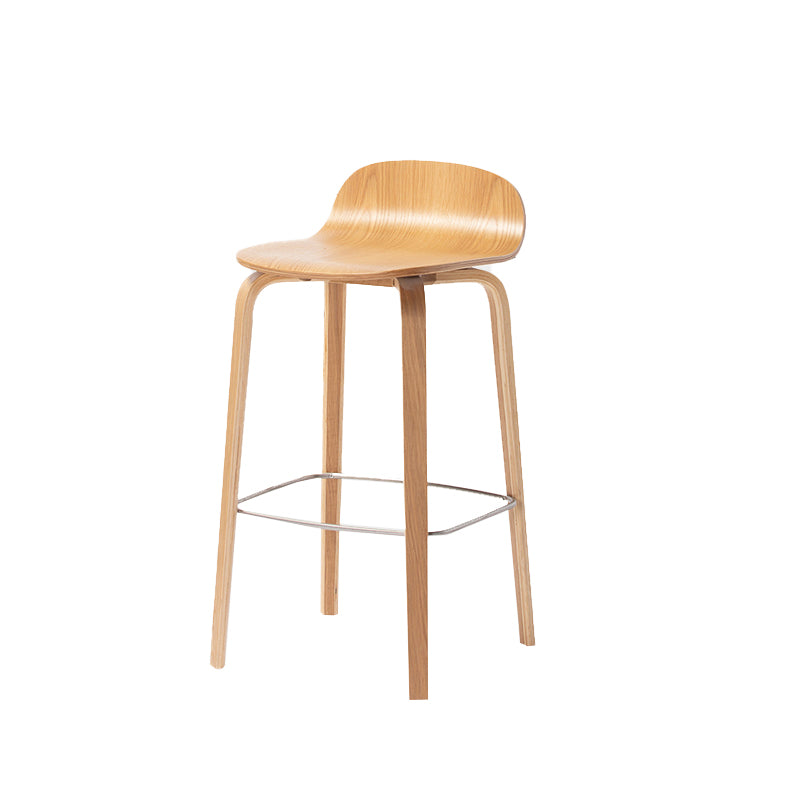 Indoor Armless Low Back Bar Height Stool Beech Solid Wood Bar Stool
