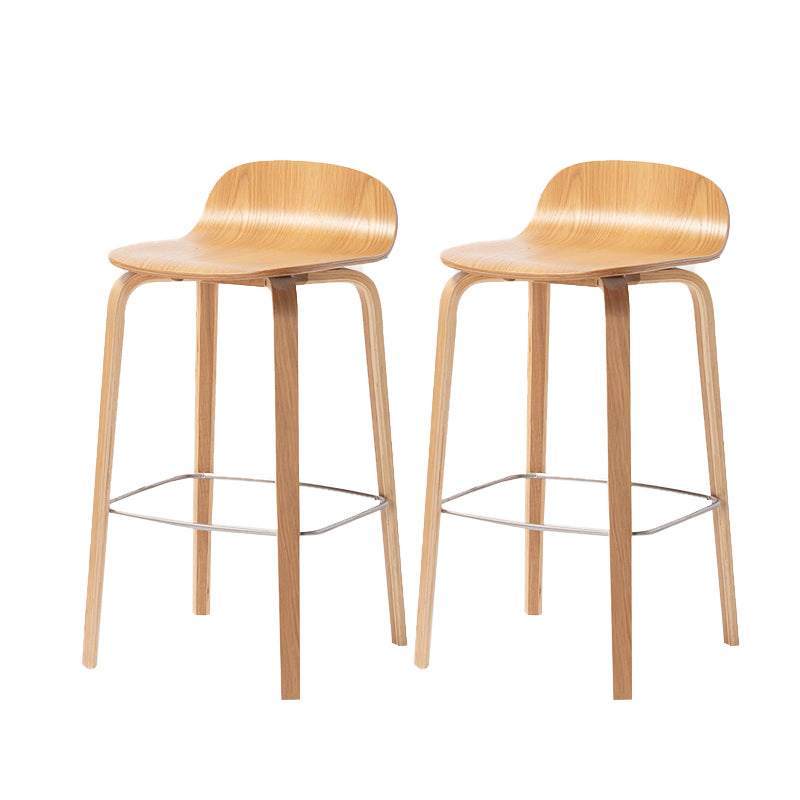 Indoor Armless Low Back Bar Height Stool Beech Solid Wood Bar Stool