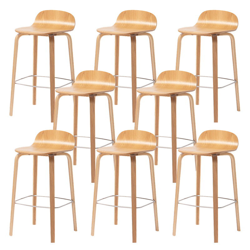 Indoor Armless Low Back Bar Height Stool Beech Solid Wood Bar Stool