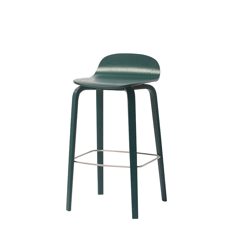Indoor Armless Low Back Bar Height Stool Beech Solid Wood Bar Stool