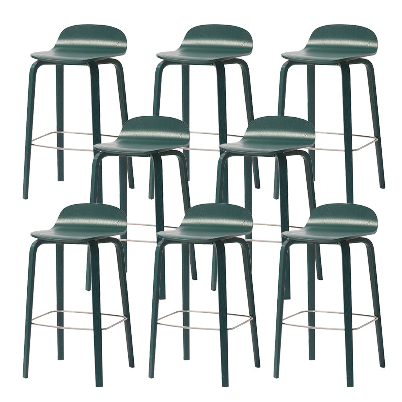 Indoor Armless Low Back Bar Height Stool Beech Solid Wood Bar Stool