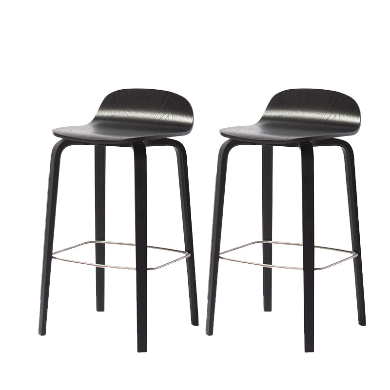 Indoor Armless Low Back Bar Height Stool Beech Solid Wood Bar Stool