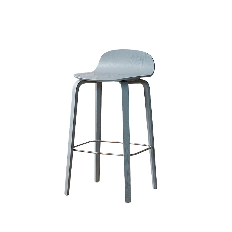 Indoor Armless Low Back Bar Height Stool Beech Solid Wood Bar Stool