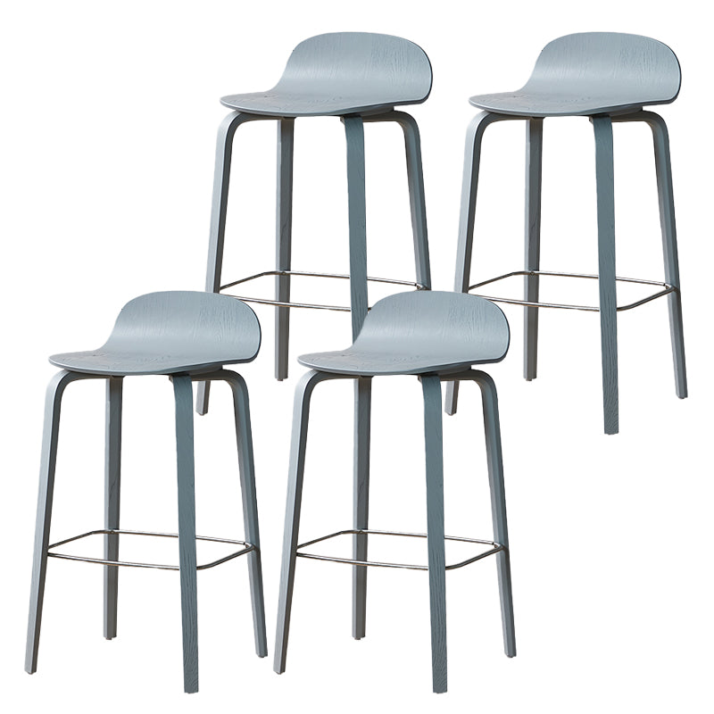 Indoor Armless Low Back Bar Height Stool Beech Solid Wood Bar Stool