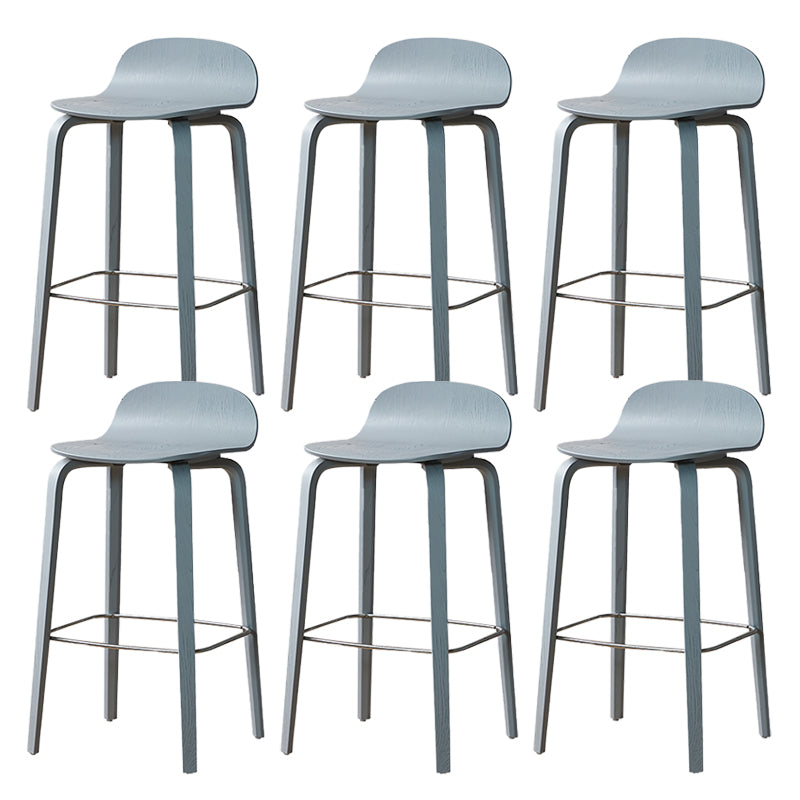 Indoor Armless Low Back Bar Height Stool Beech Solid Wood Bar Stool