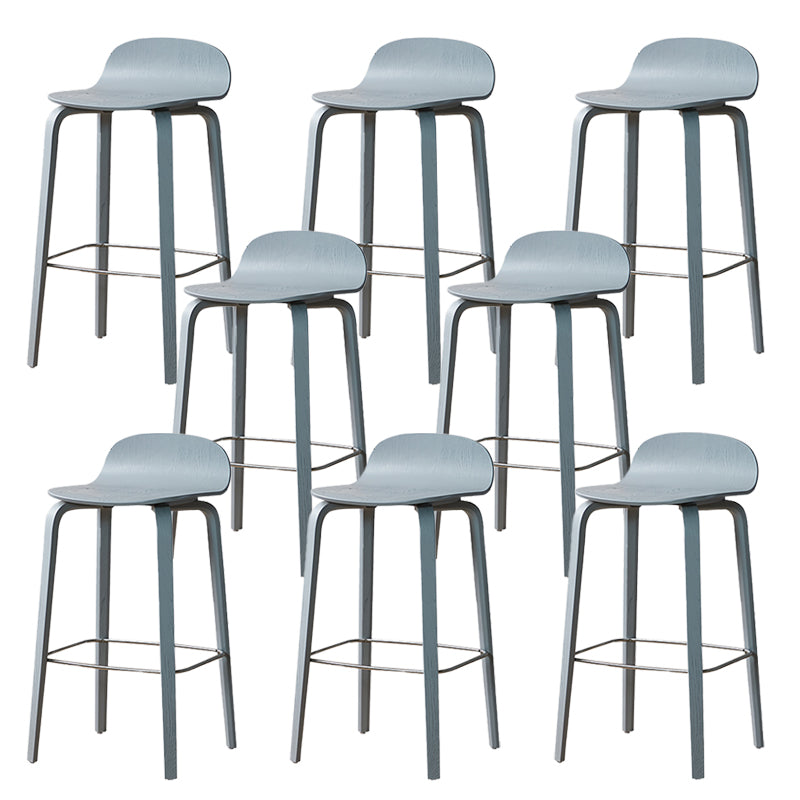 Indoor Armless Low Back Bar Height Stool Beech Solid Wood Bar Stool