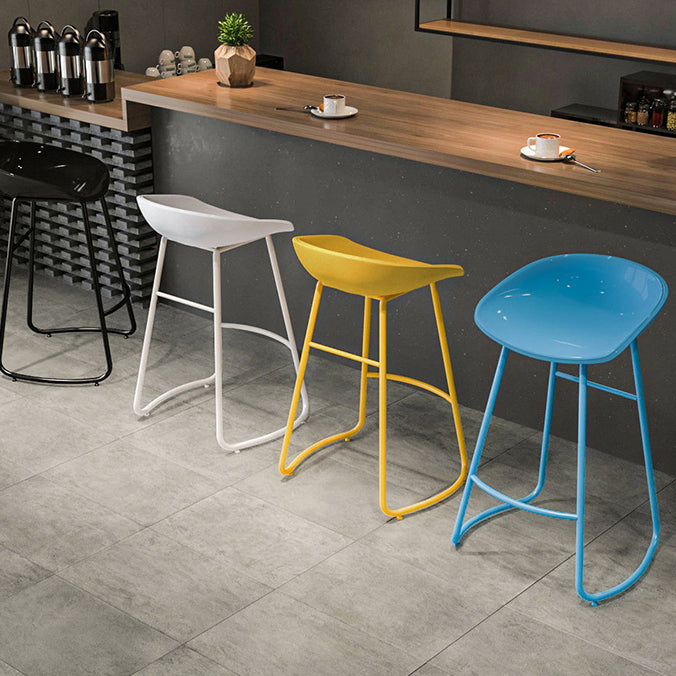 Indoor Glam Armless Bucket Seat Low Back Plastic and Steel Bar Stool