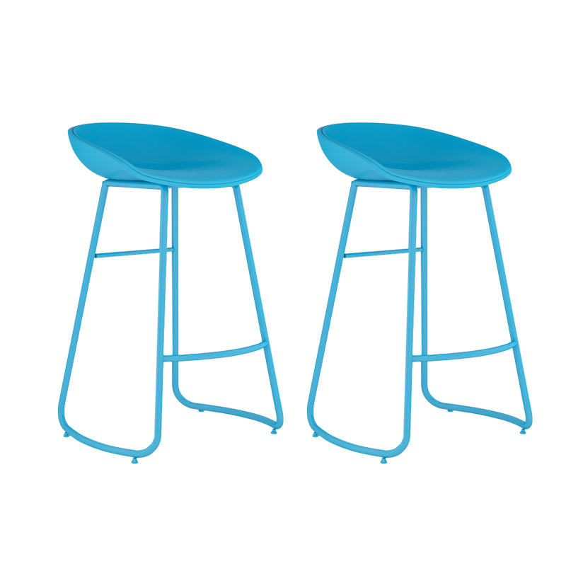 Indoor Glam Armless Bucket Seat Low Back Plastic and Steel Bar Stool