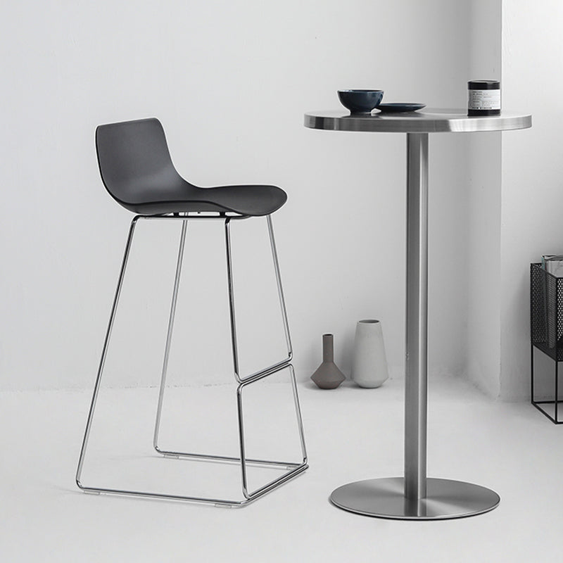 Scandinavian Armless Bar Stool Plastic and Steel Bar Stool for Living Room