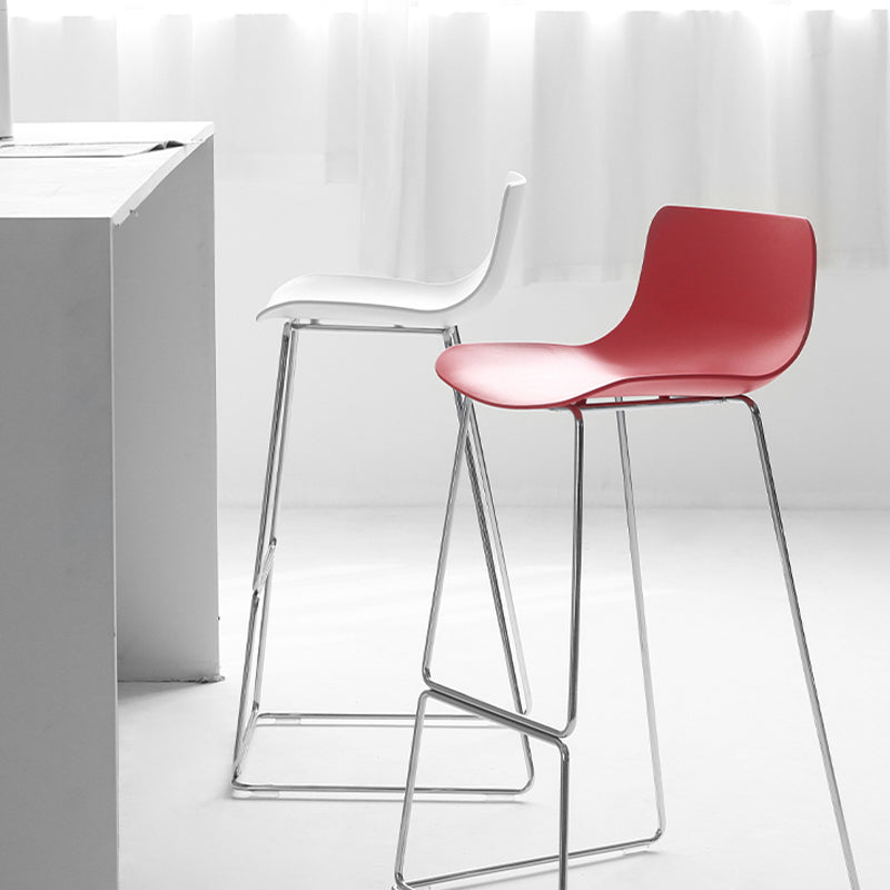 Scandinavian Armless Bar Stool Plastic and Steel Bar Stool for Living Room