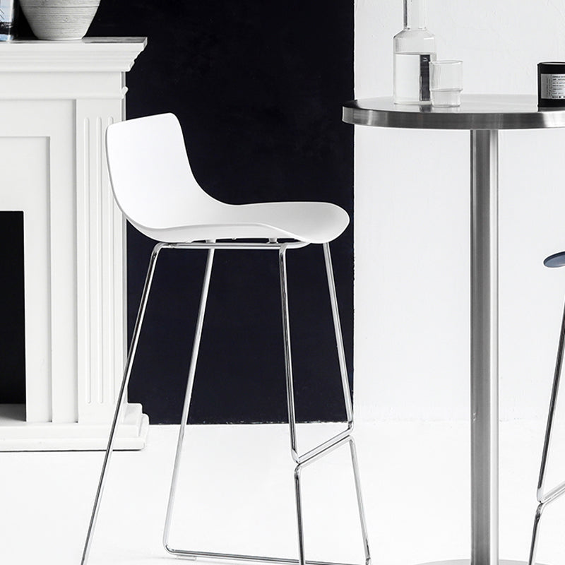 Scandinavian Armless Bar Stool Plastic and Steel Bar Stool for Living Room