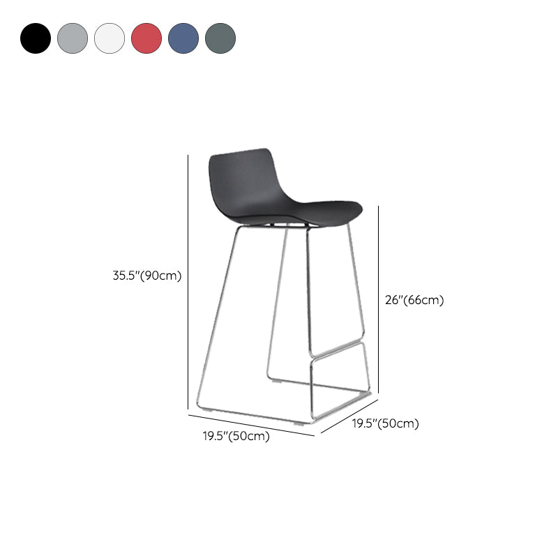 Scandinavian Armless Bar Stool Plastic and Steel Bar Stool for Living Room