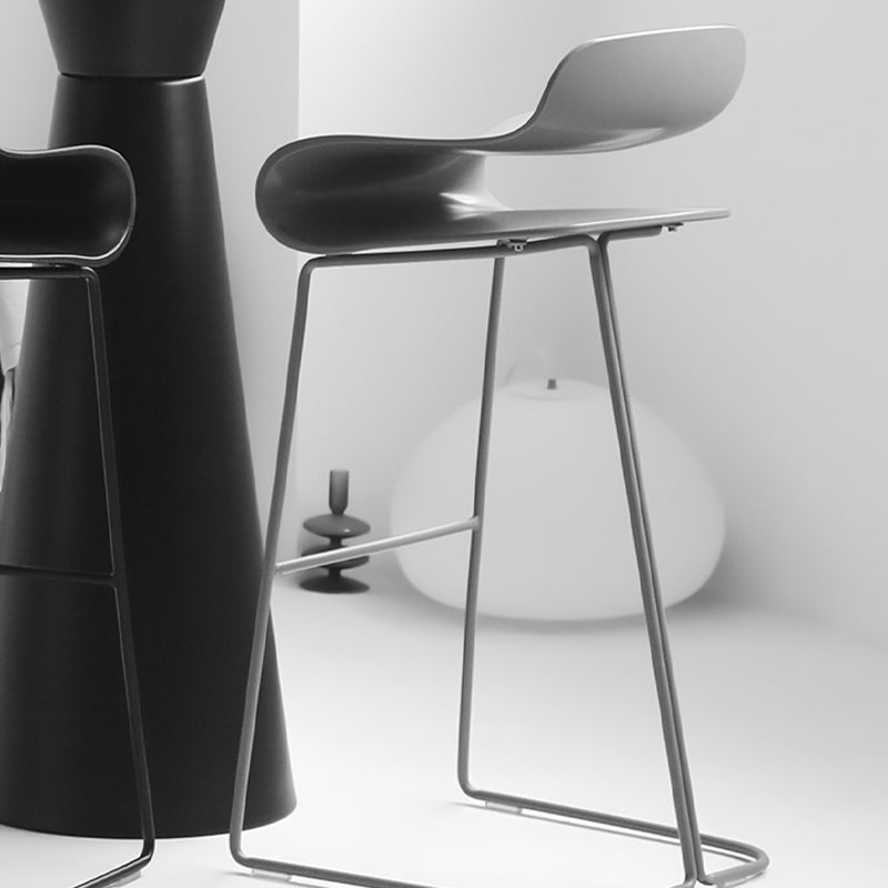 Industrial Armless Bar Stool Plastic and Steel Bar Stool for Living Room