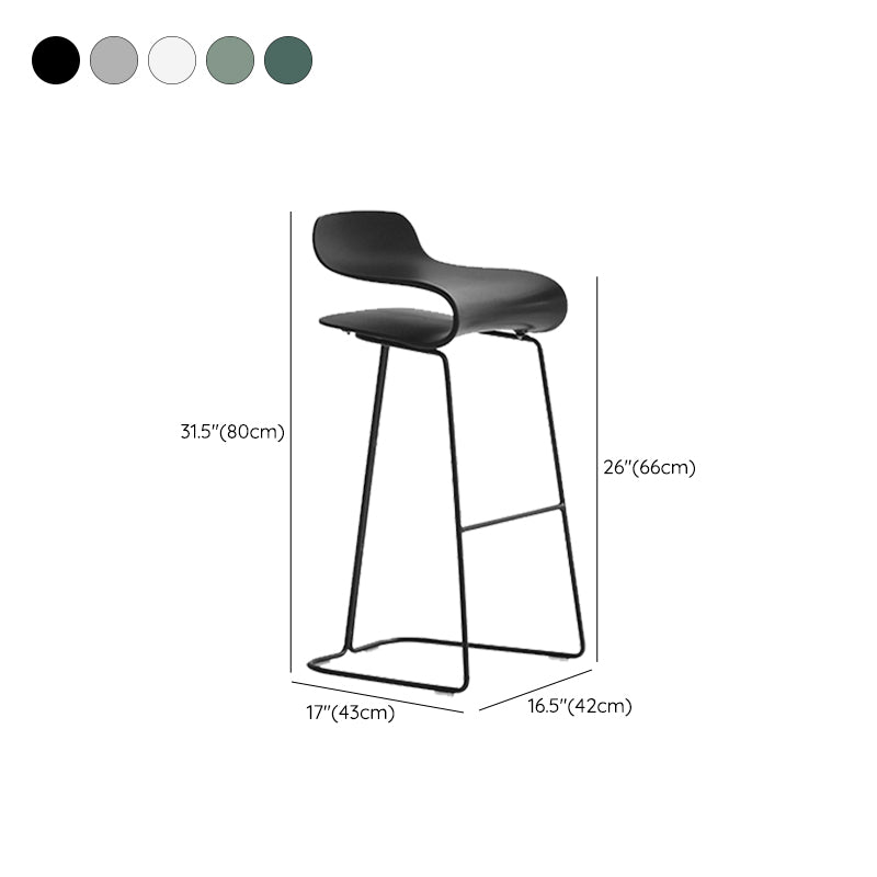 Industrial Armless Bar Stool Plastic and Steel Bar Stool for Living Room