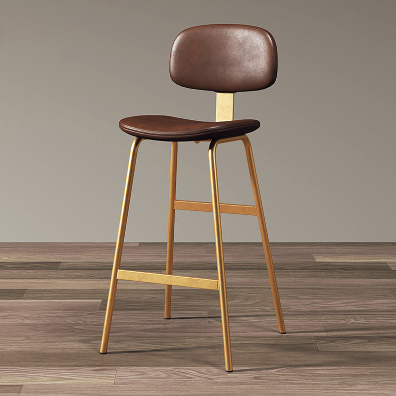 Leather Bar Stool Glam Armless Backrest Counter Stool for Bristol