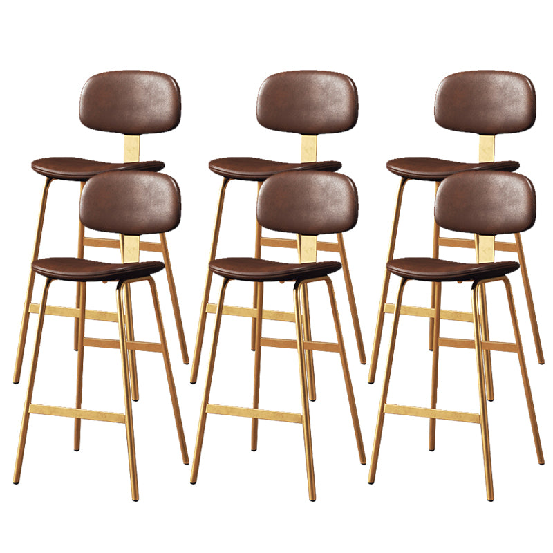 Leather Bar Stool Glam Armless Backrest Counter Stool for Bristol