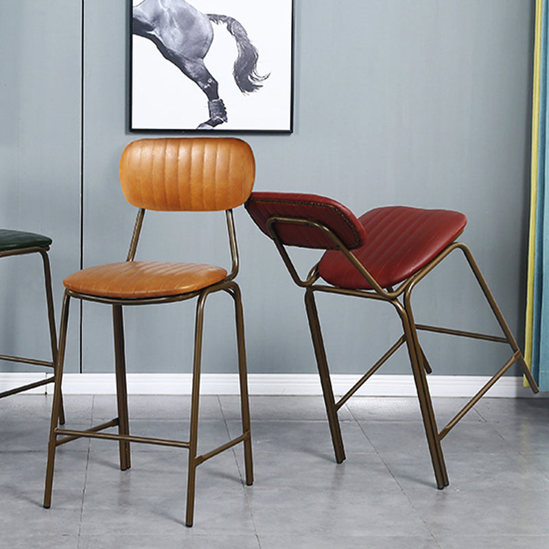Modern Leather Bar Stool Backrest Counter Stool for Living Room