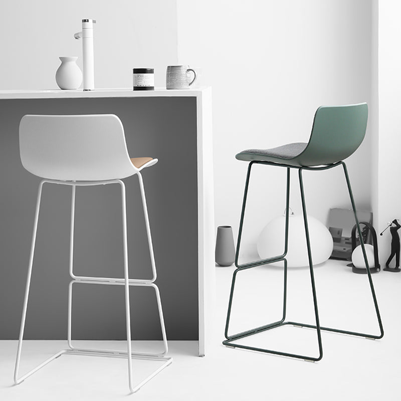 Industrial Indoor Armless Stool Plastic Bar Stool with Upholstered