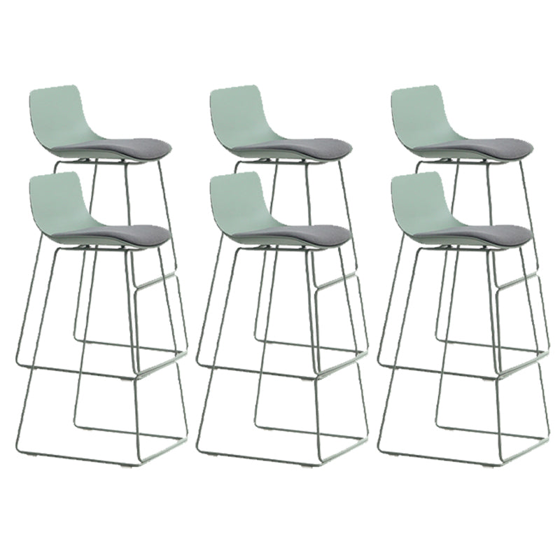 Industrial Indoor Armless Stool Plastic Bar Stool with Upholstered