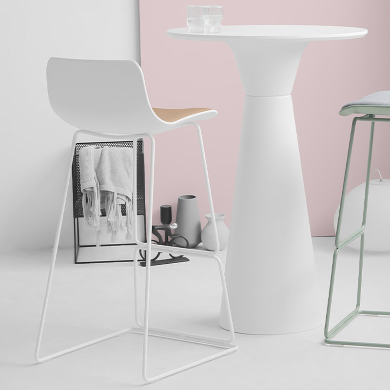 Industrial Indoor Armless Stool Plastic Bar Stool with Upholstered