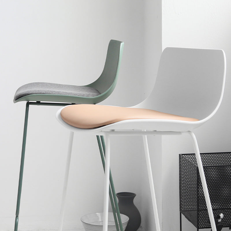 Industrial Indoor Armless Stool Plastic Bar Stool with Upholstered
